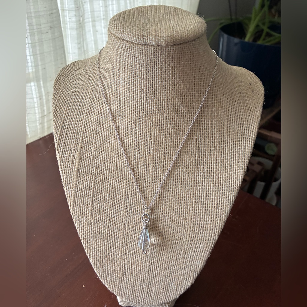 Bogo Crystal Teardrop Pendant Necklace In Silver